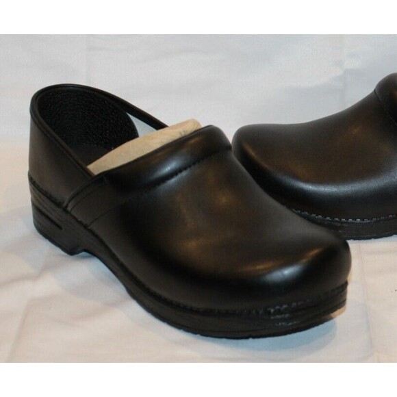 DANSKO MEN'S PROFESSIONAL SLIP-ON CLOGS ARCH SUPPORT 47 US 13.5-14 BLACK LEATHER - Picture 4 of 7